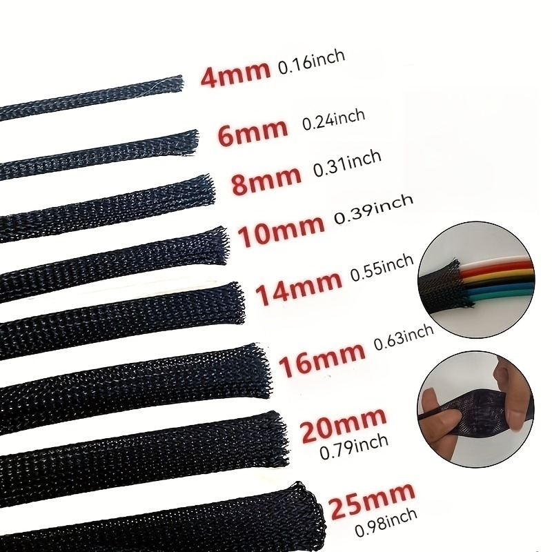 Cable Sleeve Braided - Durable PET ID 6~50mm Braided Wire