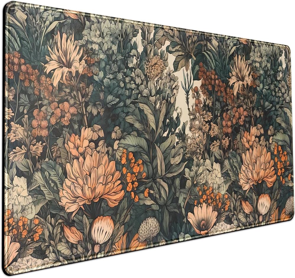 Gaming Accessories Images - Boho Aesthetic Desk Mat Wildflowers Large