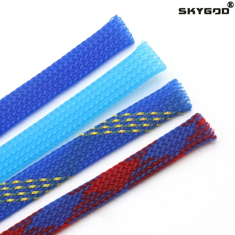1/5/10M Blue-Gold-Red PET Brai - огляд і ціна Cable Sleeve Braided
