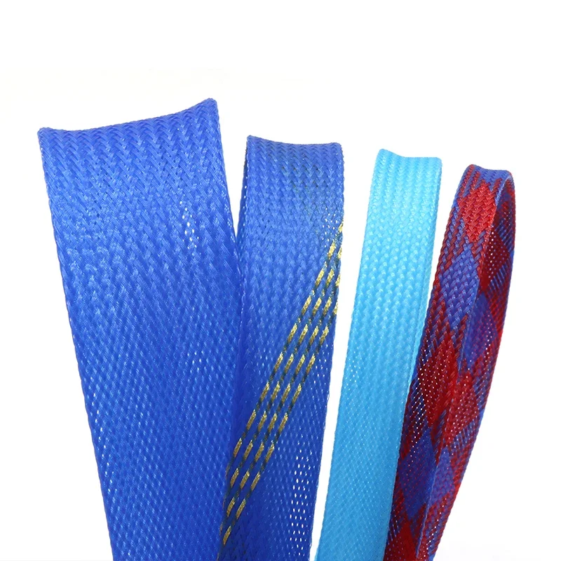 1/5/10M Blue-Gold-Red PET Brai - огляд і ціна Cable Sleeve Braided