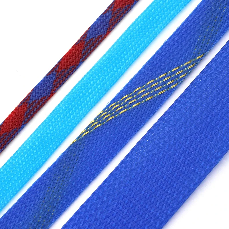 1/5/10M Blue-Gold-Red PET Brai - огляд і ціна Cable Sleeve Braided