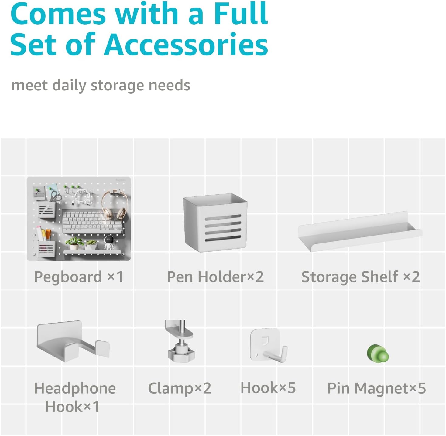 Large White Magnetic Pegboard  - огляд і ціна Gaming Accessories Images