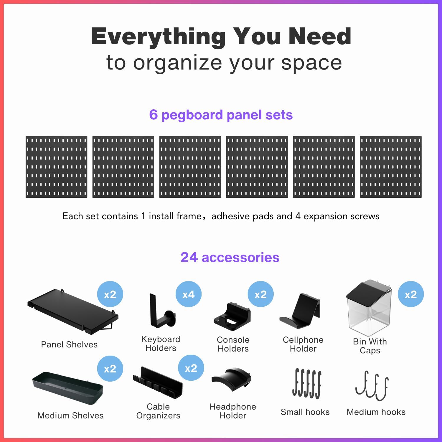 33x22 Inch Black Peg Board Org - огляд і ціна Gaming Accessories Images
