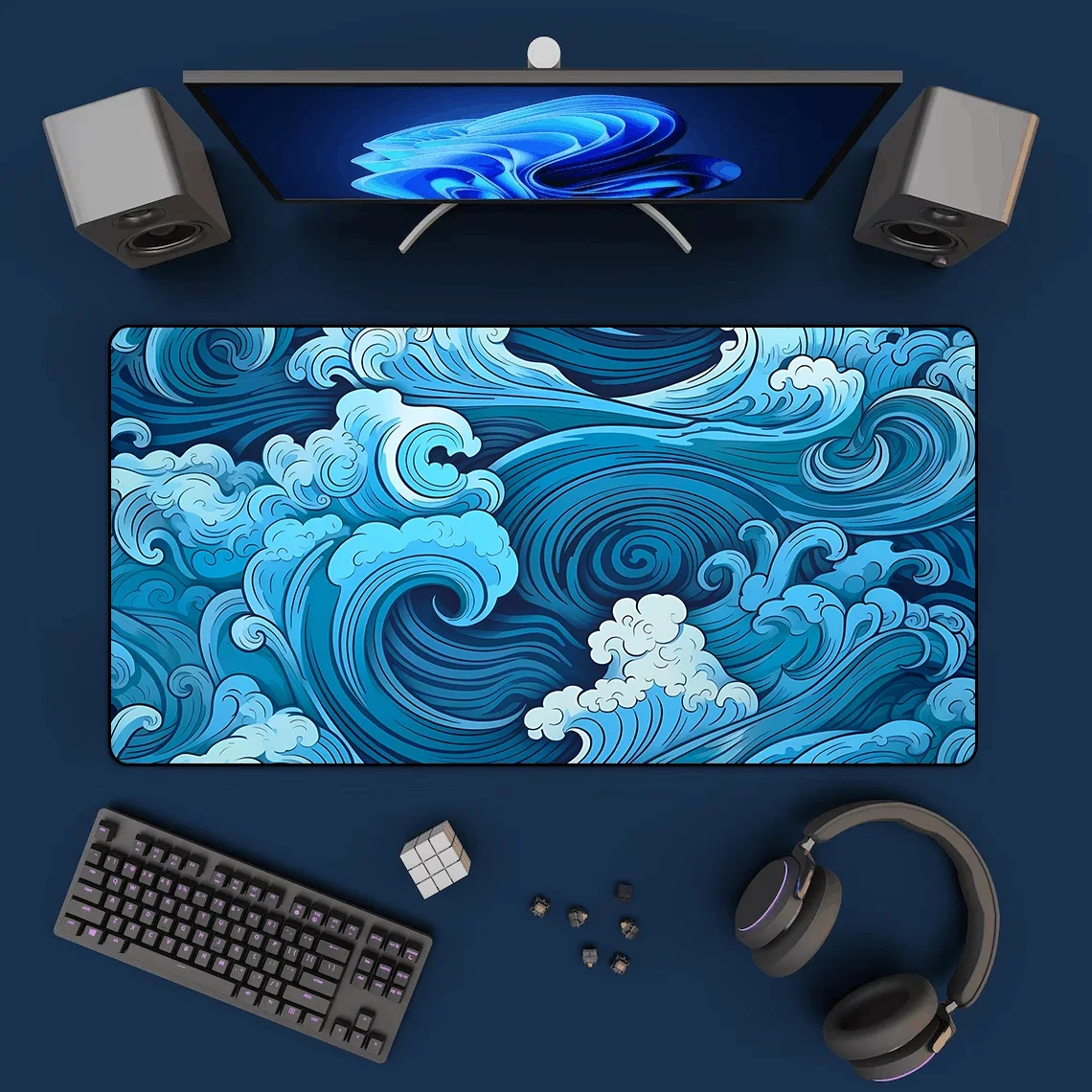 Japanese Blue Waves Mouse Pad  - огляд і ціна Gaming Accessories For Your Desk