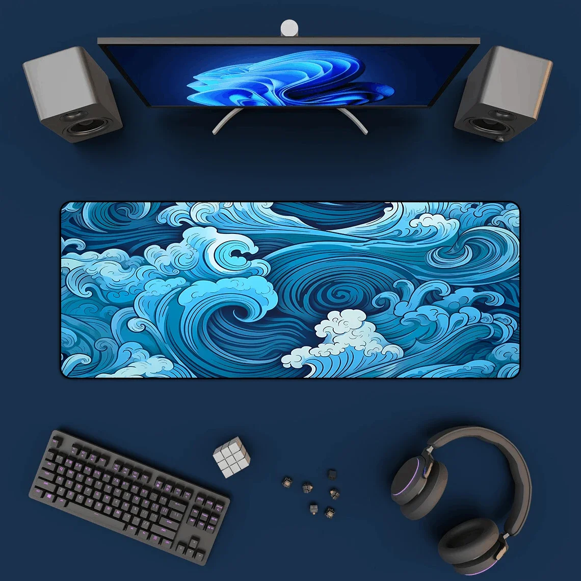 Japanese Blue Waves Mouse Pad  - огляд і ціна Gaming Accessories For Your Desk