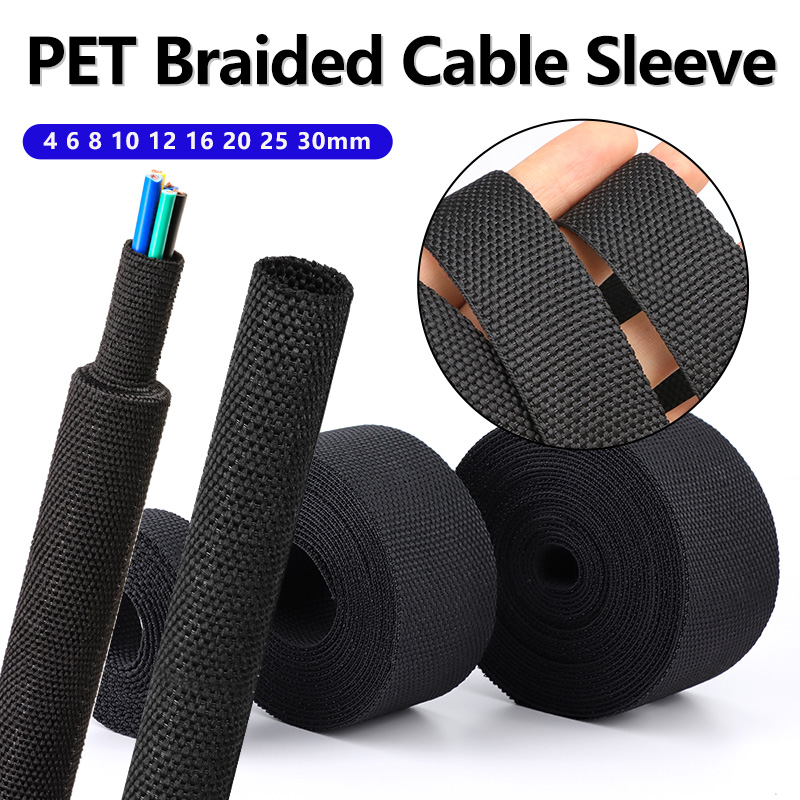 3/5Meters Black PET Braided Ca - огляд і ціна Cable Sleeve Braided