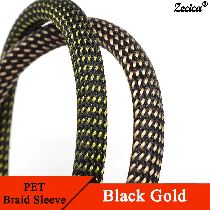 1/5/10M Black Gold PET Braided - огляд і ціна Cable Sleeve Braided