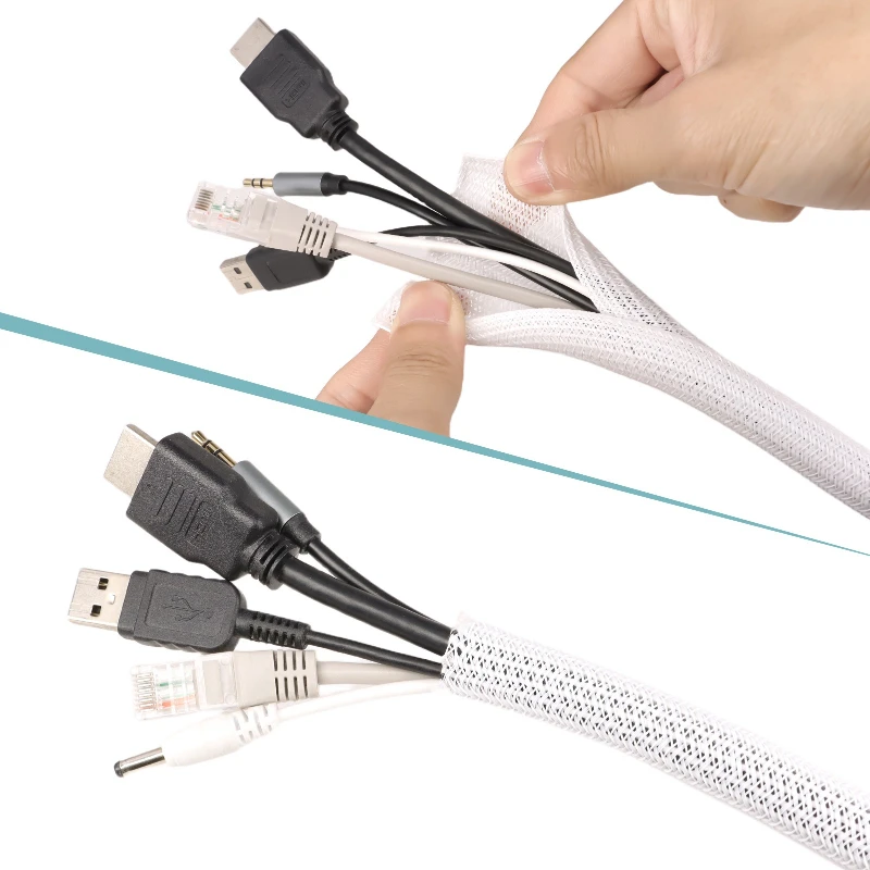 White PET Braided Expandable C - огляд і ціна Cable Sleeve Braided